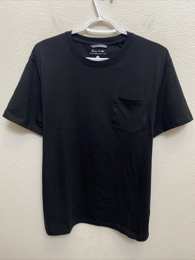 NEW Porter & Ash Men’s Large Black Performance Tee Crew Neck T-Shirt Pocket NWT