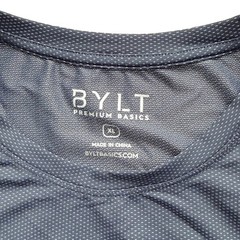 New BYLT Premium Basics Navy Pulse Short Sleeve Split Hem Shirt XL NWT