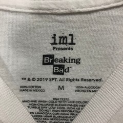 Breaking Bad Heisenberg Walter White Graphic T-Shirt White Mens Medium iml 2019
