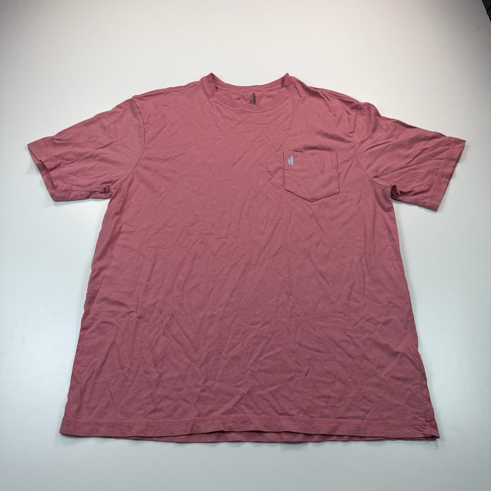 Johnnie O Graphic Shirt Mens Large Red Crew Neck Beach Pocket Preppy Casual