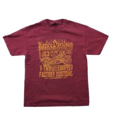 Vtg Harley Davidson T-Shirt Men L V-Twin Mile High Aurora CO Maroon Graphic 2015