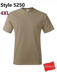 Hanes 5250 4XL Authentic Short Sleeve Men’s Cotton T-Shirt Pebble Pit to Pit 29″