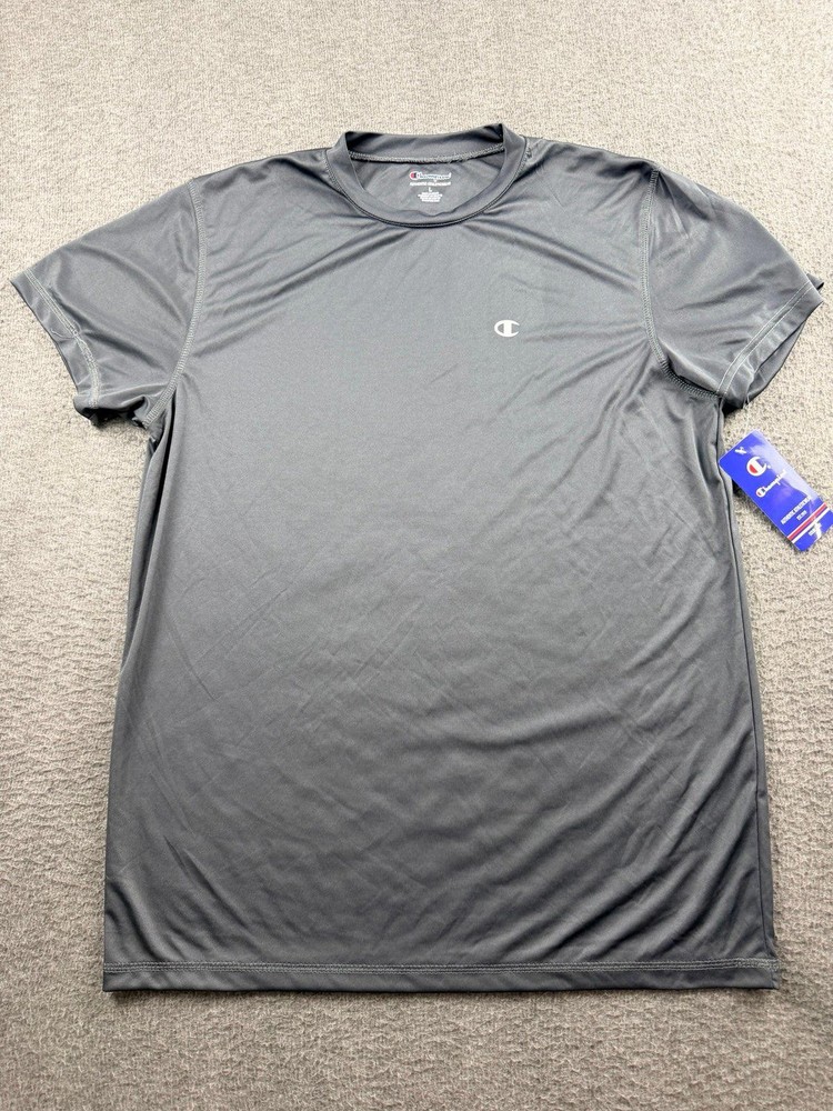 Champion Men’s L Double Dry Performance T-Shirt Gray Athletic Short Sleeve NWT