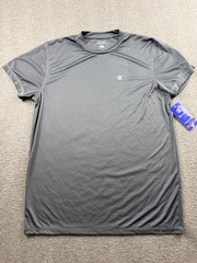Champion Men’s L Double Dry Performance T-Shirt Gray Athletic Short Sleeve NWT