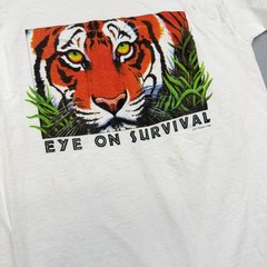 Vintage Eye On Survival Tiger Shirt Mens Medium White Fruit Of The Loom 1990s