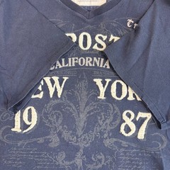 Aeropostale Mens Navy Blue V-Neck Graphic T-Shirt Cotton New York 1987 Large