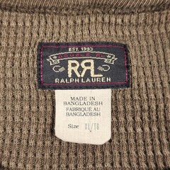 Double RL Shirt Mens XL Brown RRL Ralph Lauren Thermal Waffle Knit Long Sleeve