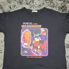 Steven Rhodes Shirt Mens Large Black Portal Cat Dimension Funny Novelty Humor