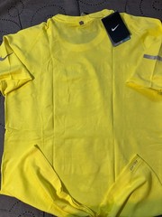 NIKE MILER VINTAGE RUNNING BODY MAP #700 YELLOW GRAY NYLON SHIRT SIZE L MEN $75