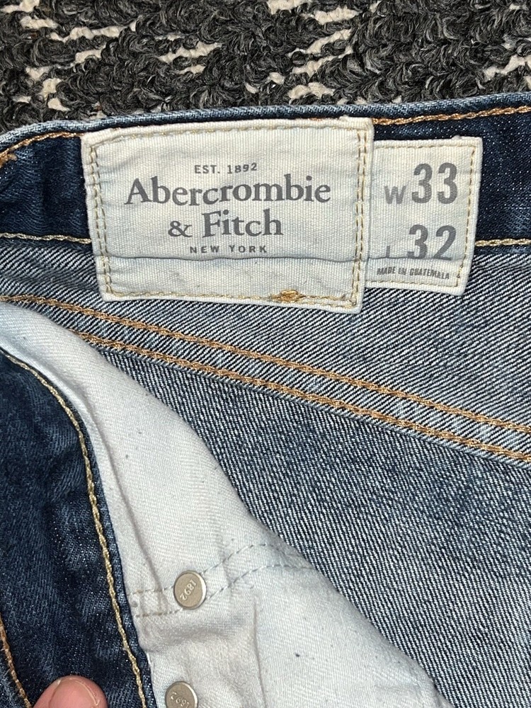 ABERCROMBIE & FITCH Men”s Jeans Classic Straight Distressed Worn Washed 33×32