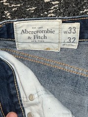 ABERCROMBIE & FITCH Men”s Jeans Classic Straight Distressed Worn Washed 33×32
