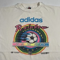 VTG 90s Adidas Hawaii Rainbow Tournament T-Shirt Mens Large 1991 AYSO Soccer
