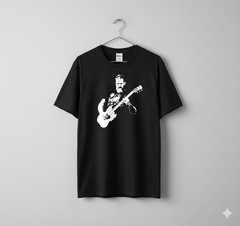 Vintage Guitar Player Silhouette Rock Music Unisex Black T-Shirt – T807