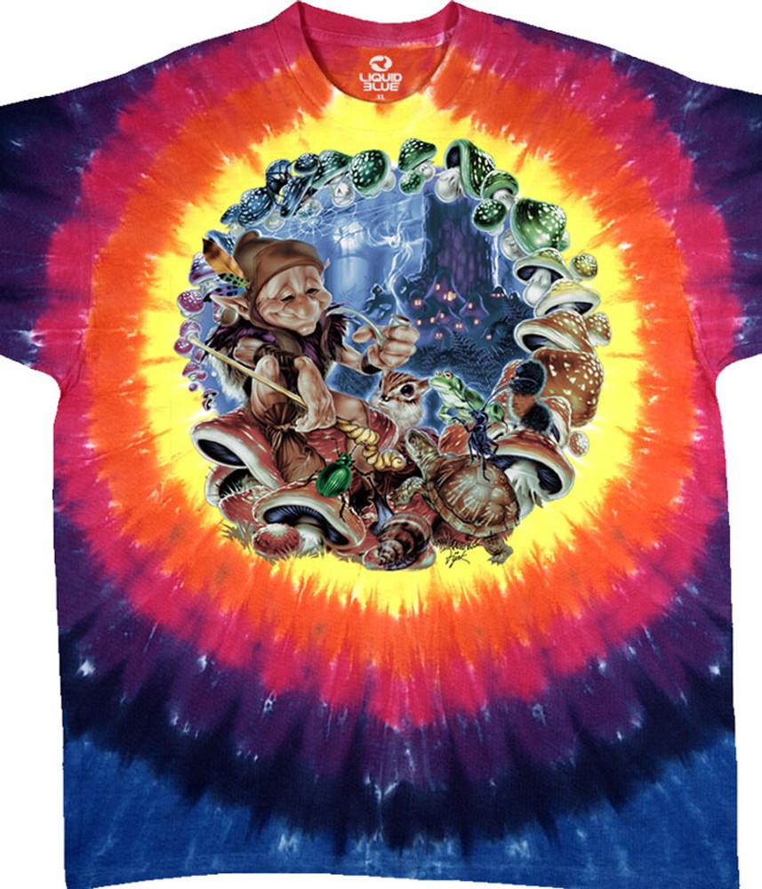 MUSHROOM ELF-2 Sd TIE DYE T-SHIRT M,L,XL,XXL Dead,Phish,Floyd,Psychedelic