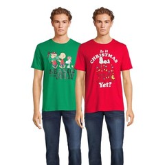 Peanuts Men’s Graphic Tees with Short Sleeves, 2-Pack Size S (34-36)