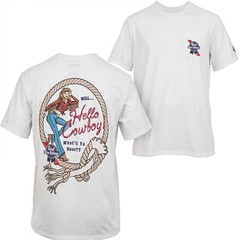 Pabst Blue Ribbon Hello Cowboy! Front and Back Print T-Shirt Red