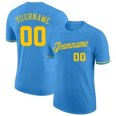 Custom Powder Blue Gold Performance T-Shirt Personalized Team Gift for Men Tee