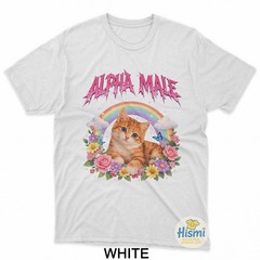 Alpha Male Funny Kitten Rainbow Floral T-Shirt