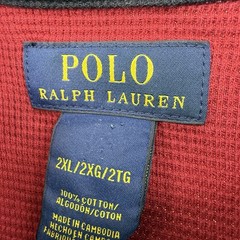 Polo Ralph Lauren Long Sleeve Waffle Knit Thermal Shirt Red Black Plaid XXL 2XL