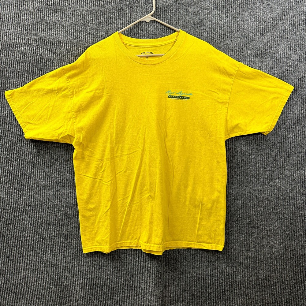Reel Legends Mahi Mahi Graphic Mens Shirt Size XXL Yellow Cotton Short Sleeve