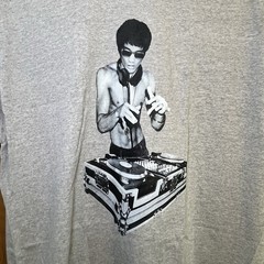 DJ Bruce Lee T-Shirt Mens XXL Gray S/S Turntable Hip Hop Jeet Kune Do Tee
