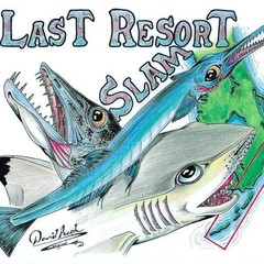 Cartoon Shark Barracuda Needlefish Florida Key Fisherman Fun Men’s Large T-Shirt