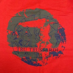 Vintage T-shirt Trussardi Big Logo Luxury tee Short Sleeve Red Size S