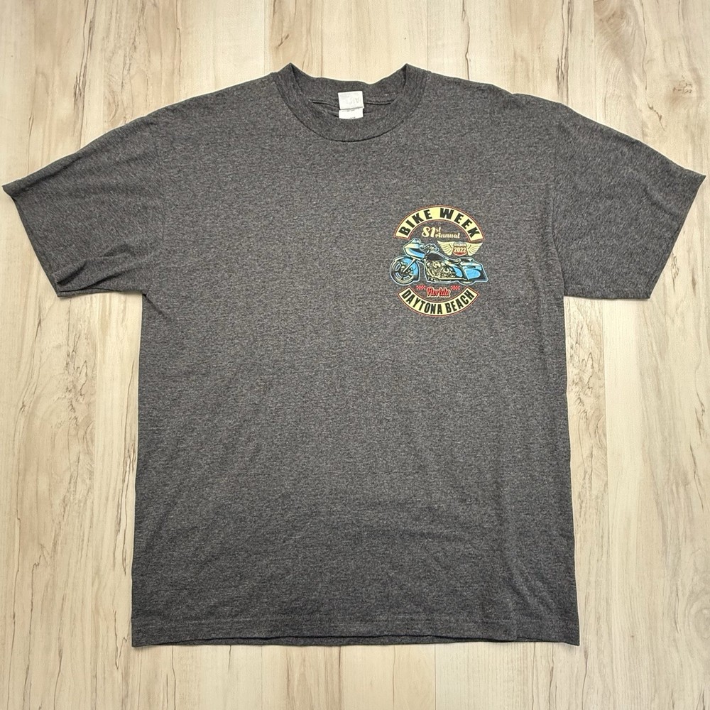 81st Annual 2022 Bike Week Daytona Beach Florida Adult LARGE Gray T-SHIRT Suna