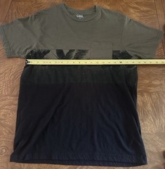 CSG Men’s Color Block Palm Leaf T-Shirt Size Med Olive Black Soft Cotton Blend