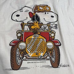 Vintage 70s 80s Snoopy Woodstock Peanuts Beagle Car Single Stitch Size XL