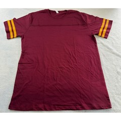 Royal Avalon Sport Mens Maroon Varsity Stripe Sleeve Cotton T-Shirt L