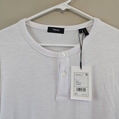Theory Henley Tee T-Shirt Men’s White Gaskell Anemone Modal Poly Small NWT