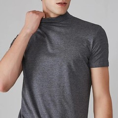Men’s Slim Fit Half Turtleneck T-Shirt Summer Elastic Short Sleeve Casual Top Te