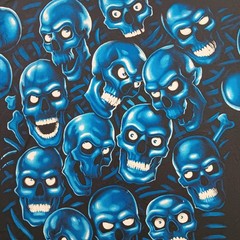 Vintage Liquid Blue Shirt Mens 3XL Black Blue Skull Pile Juicy J AOP Y2K 2001