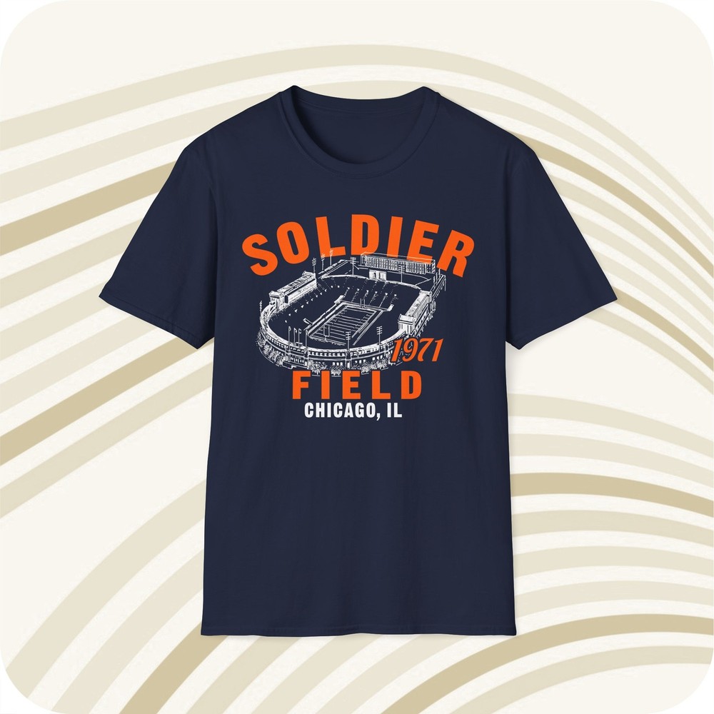 Throwbackmax Soldier Field 1971 Classic Cut Football T-Shirt – Chicago Bears