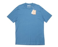 Fedeli $207 French Blue Extreme Giza Organic Cotton Short Sleeve T-Shirt 50 IT M