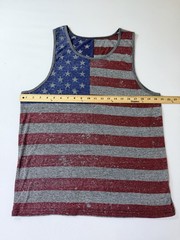American Flag Patriotic Tank Top Red White Blue Gray Distressed Mens Sz XL