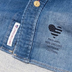 J.PRESS RED LABEL Indigo Blue Denim Shirt S Triple Stitch Workwear