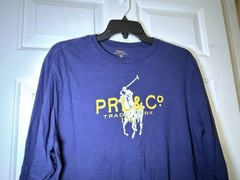 Ralph Lauren Polo Men’s XL Long Sleeve Logo Tee Navy & Yellow Logo Iconic Polo