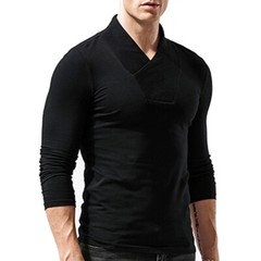 Zonbailon men’s t-shirt V Neck slim fit breathable solid color long sleeve