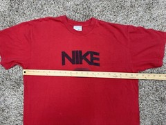 Y2K Nike T-Shirt Men Sz Large Red Essential Logo Spellout Gray Tag – Distressed