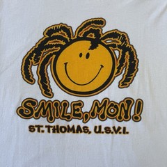 Vtg 90s St Thomas Smile Mon White T Shirt Medium Smiley Rasta Beach Funny Humor