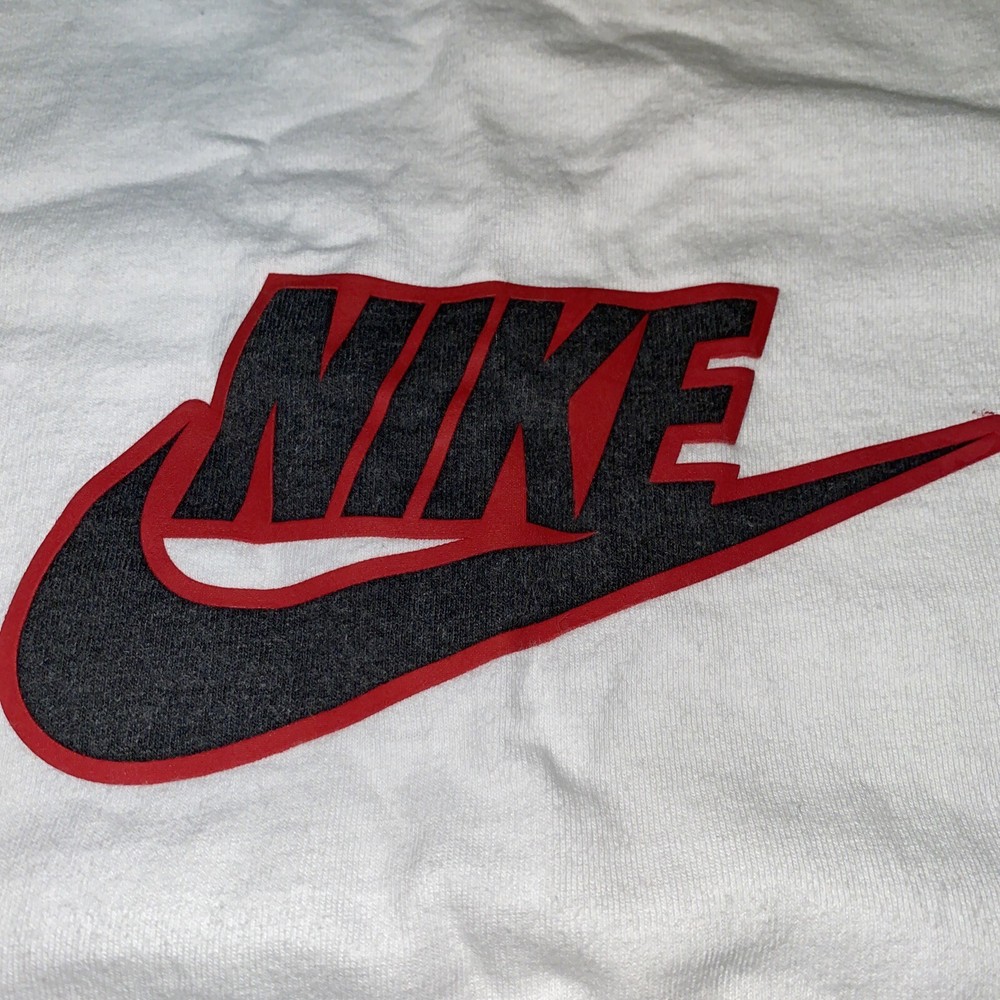 VTG Nike Shirt Mens Large White Red Essential Center Swoosh Check 90s Y2K-Flaw