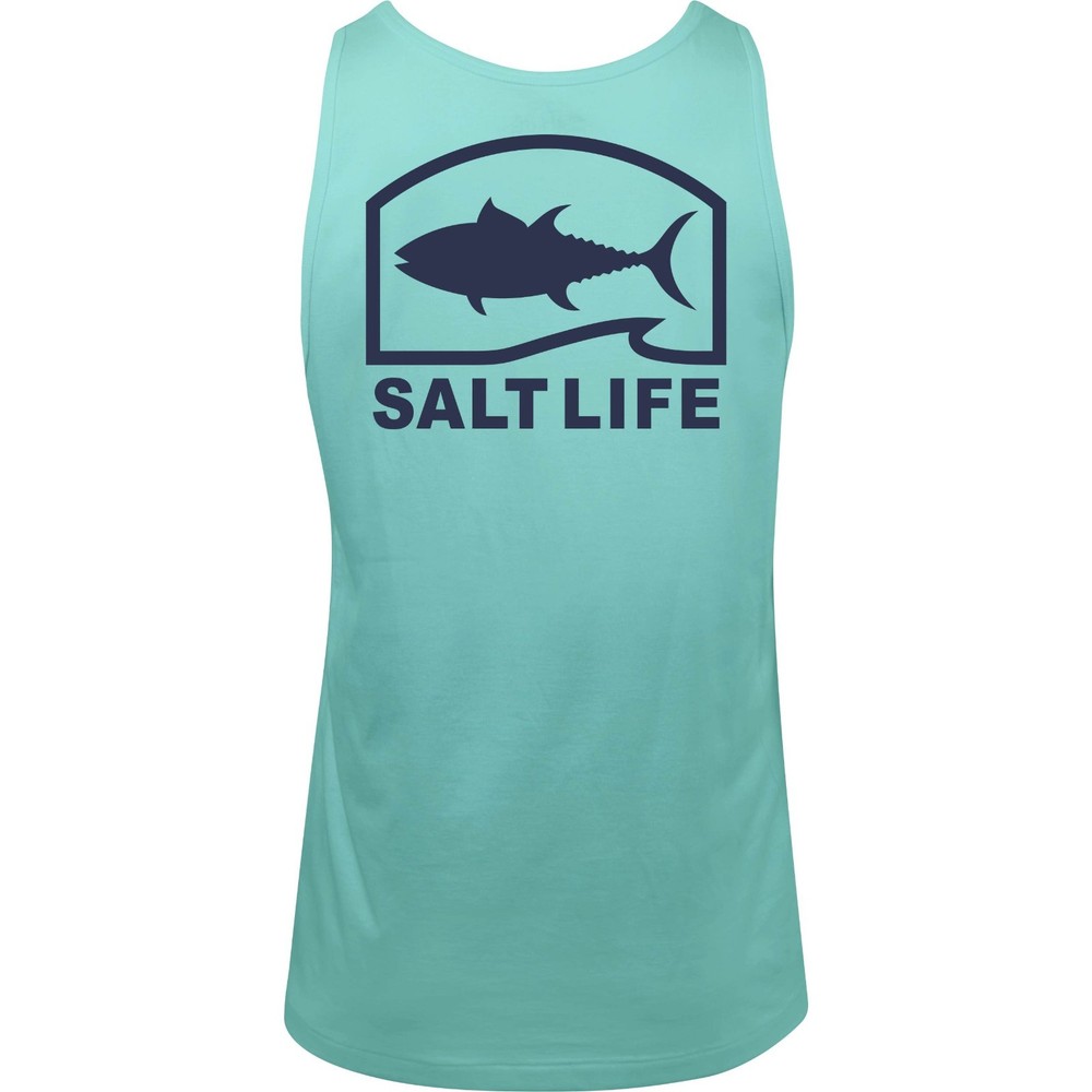 Salt Life Fish Time Cotton Tank Aruba Blue L Salty Saltlife Unisex Tank NWT New
