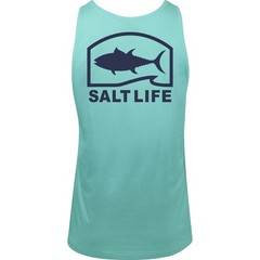 Salt Life Fish Time Cotton Tank Aruba Blue L Salty Saltlife Unisex Tank NWT New