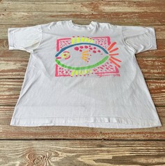 Vintage 80s Nature/Art T-Shirt Mens XL White Single Stitch Colorful Fish 1988