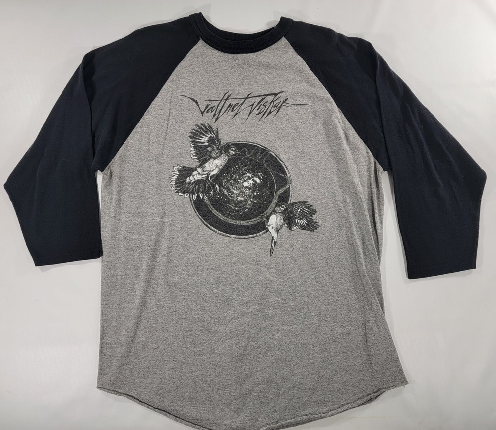 VATTNET VISKAR Sky Swallower 3/4 Sleeve T-SHIRT Mens Sz XL Black Metal Gray Blk