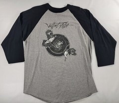 VATTNET VISKAR Sky Swallower 3/4 Sleeve T-SHIRT Mens Sz XL Black Metal Gray Blk