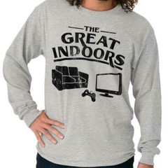 Funny Video Game The Great Indoors Introvert Long Sleeve T Shirts Tees For Men