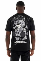 George Avenue V Paris Men Short Sleeves Fashion Black T-shirt Silver Teddy bear